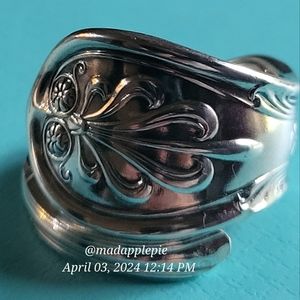 1870 Tiffany & Co. Saratoga Spoon Ring Sterling Silver Luxury Vintage Celeb #86